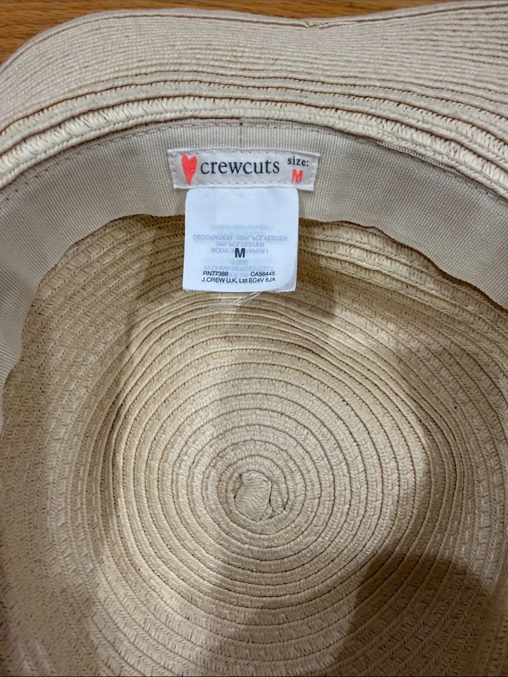Crewcuts Cream Straw Sun Hat with Black Bow